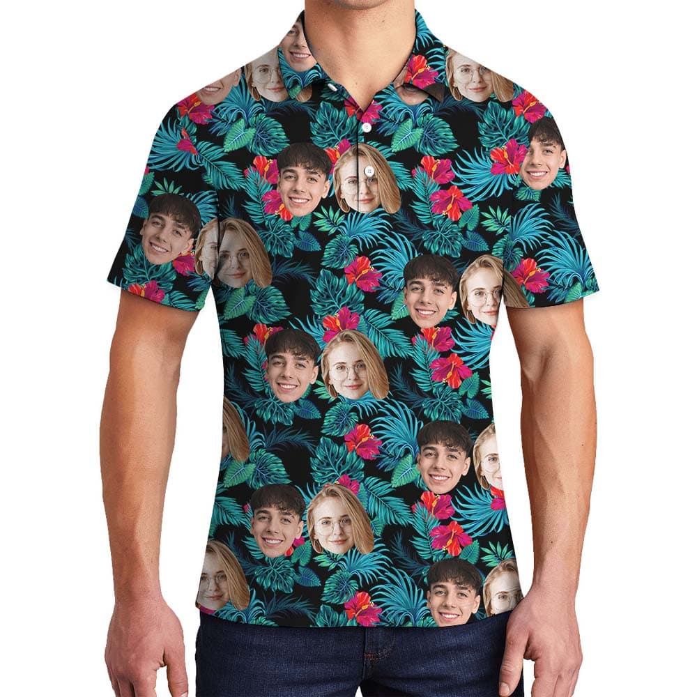 Custom Floral Men's Polo Shirt With Photo4