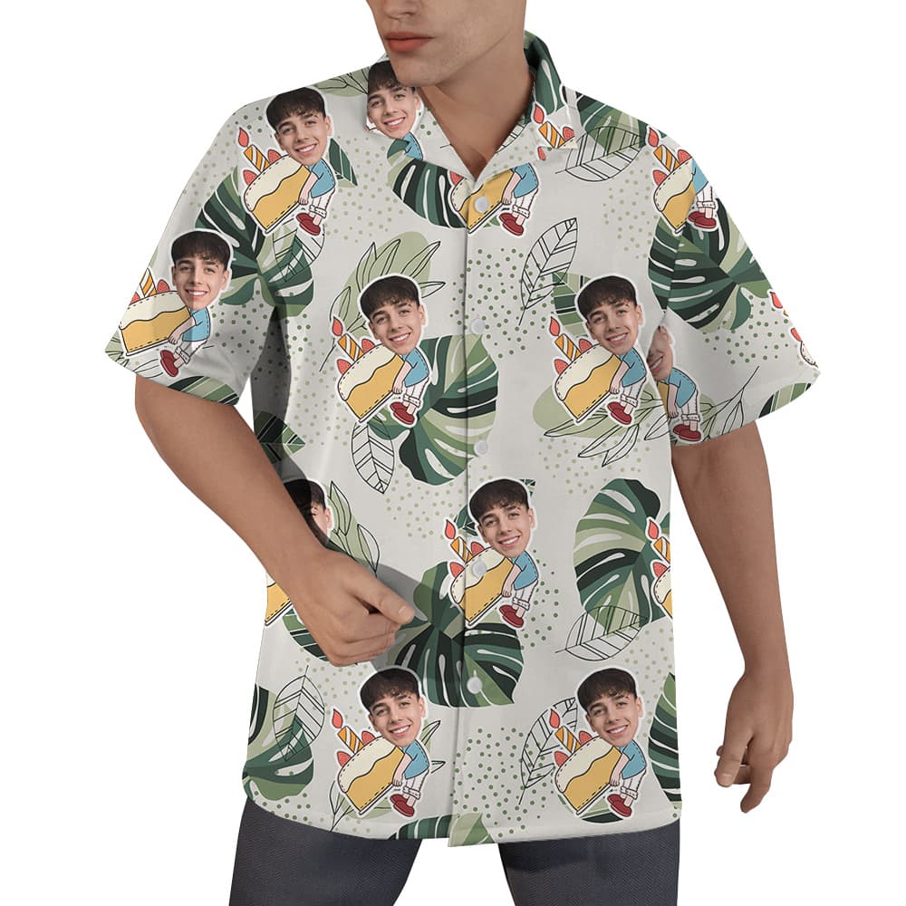 Custom Hawaiian Men’s Shirt for Birthday with Face and Age1
