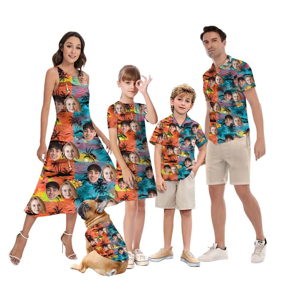 Custom Multiple Face Matching Hawaiian Shirt1