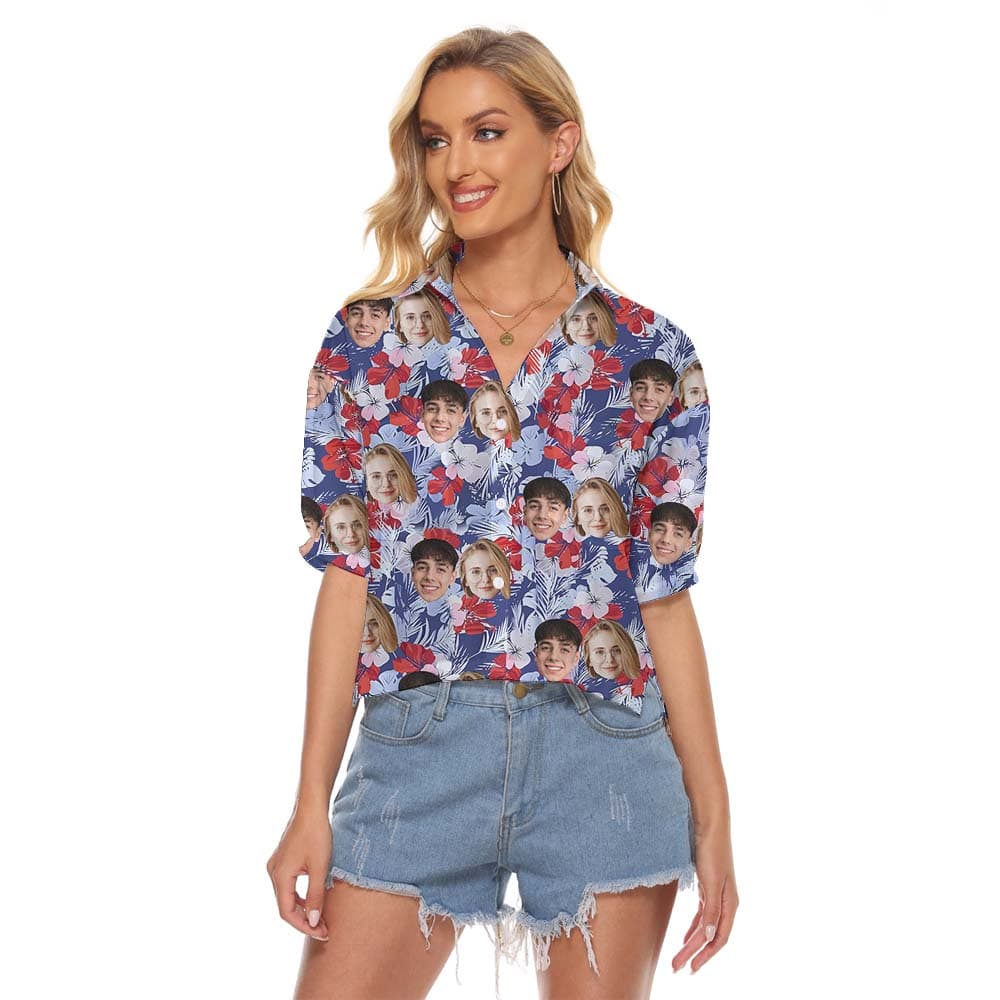 Custom Multiple Face Women Hawaiian Crop Top1