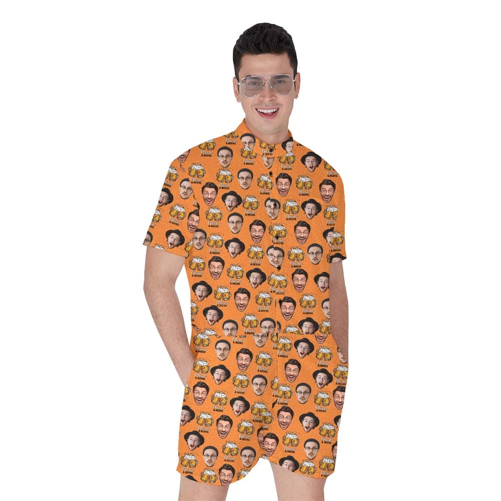 Custom Multiple Faces Beer Men's Romper1