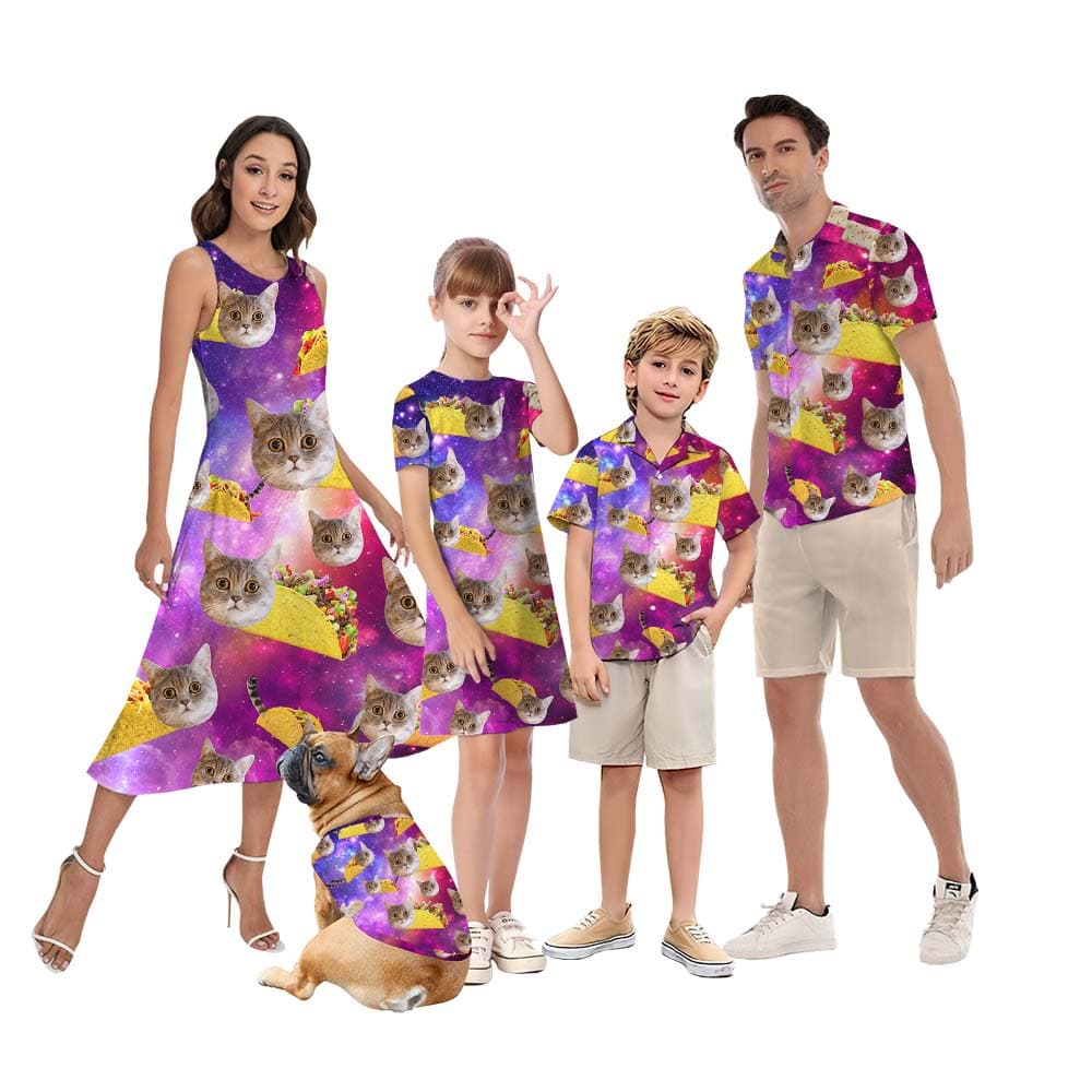 Custom Pet Face Taco Matching Hawaiian Shirts With Pets5