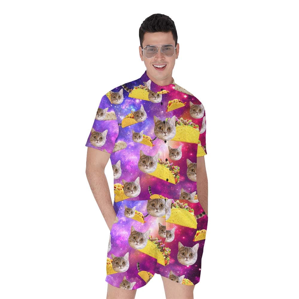 Custom Pet Face Taco Men's Romper1