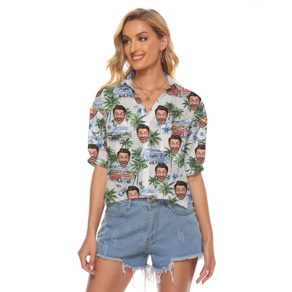 Custom Photo Women's Crop Top With Beach Theme1