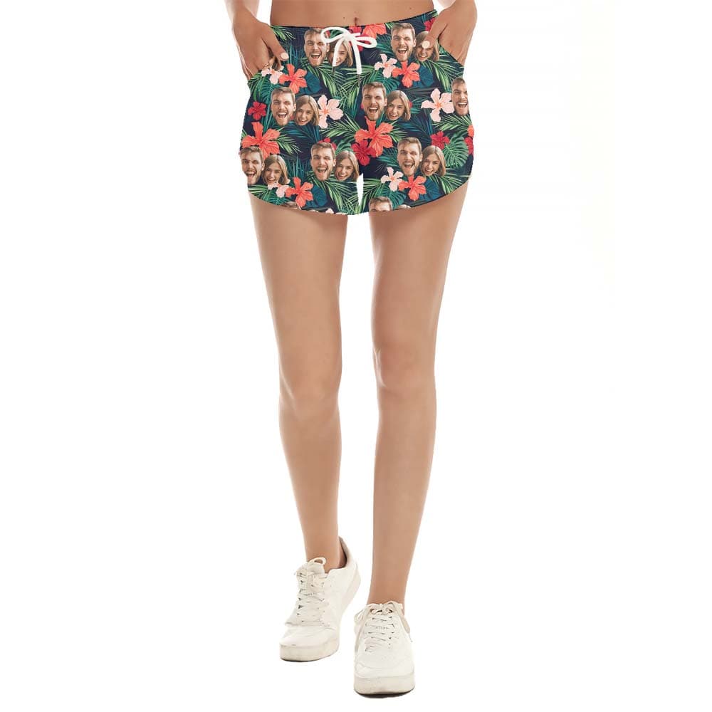 Custom Tropical Couple Faces Women's Shorts1
