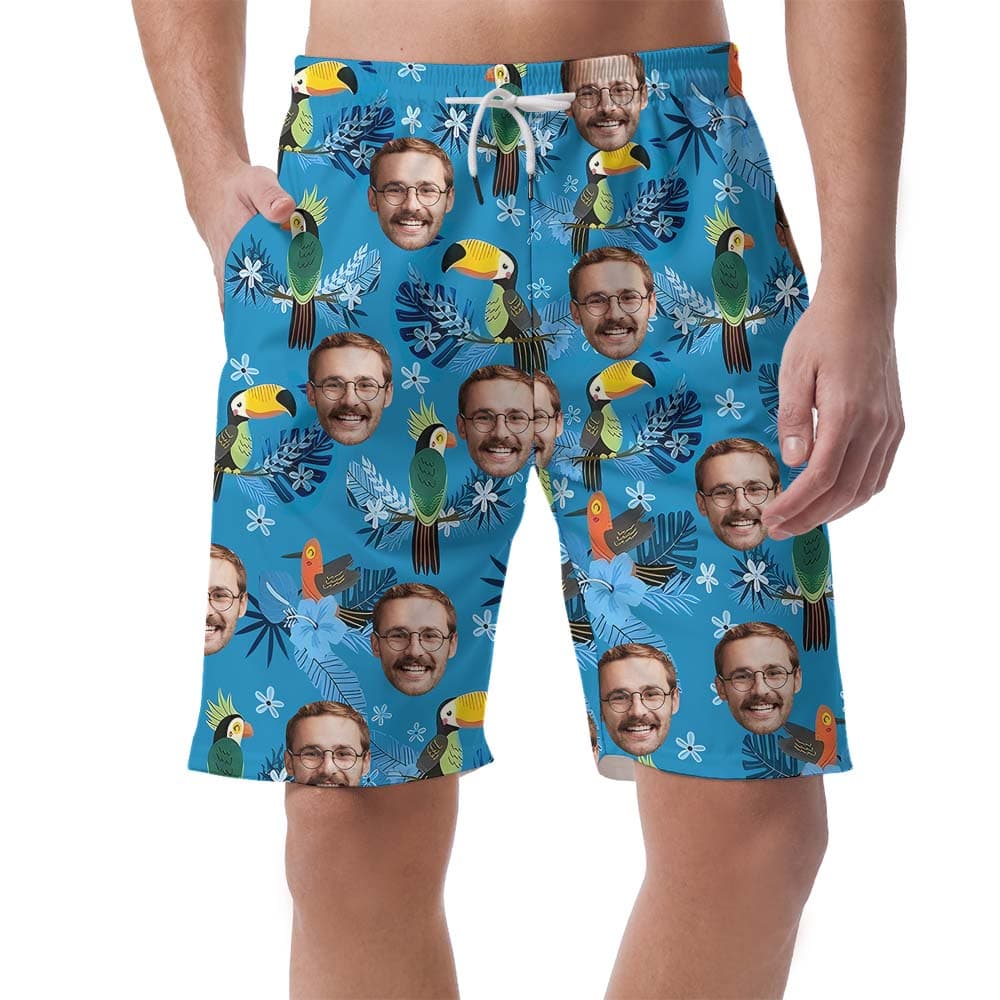 Custom Tropical Toucan Men’s Shorts With Faces1