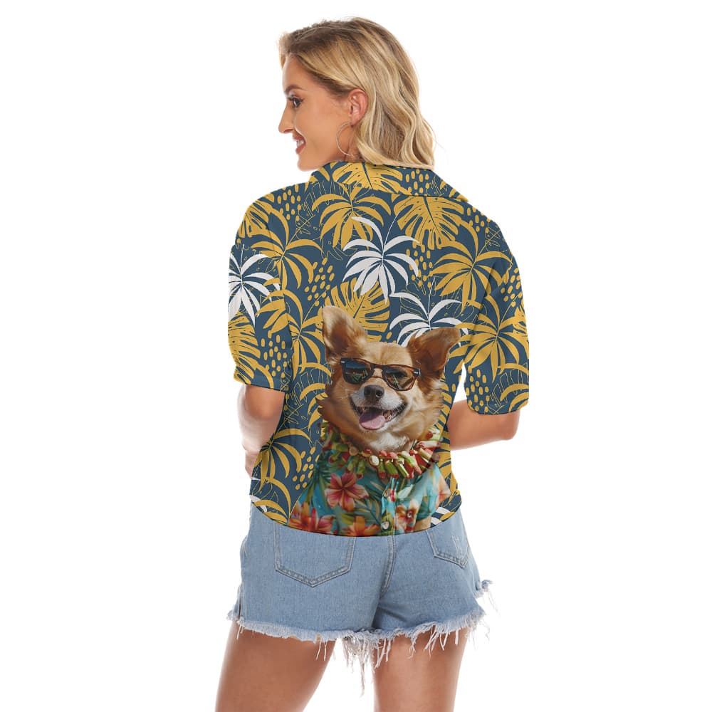 Custom Women's Cropped Shirt with Dog Face on the Back2