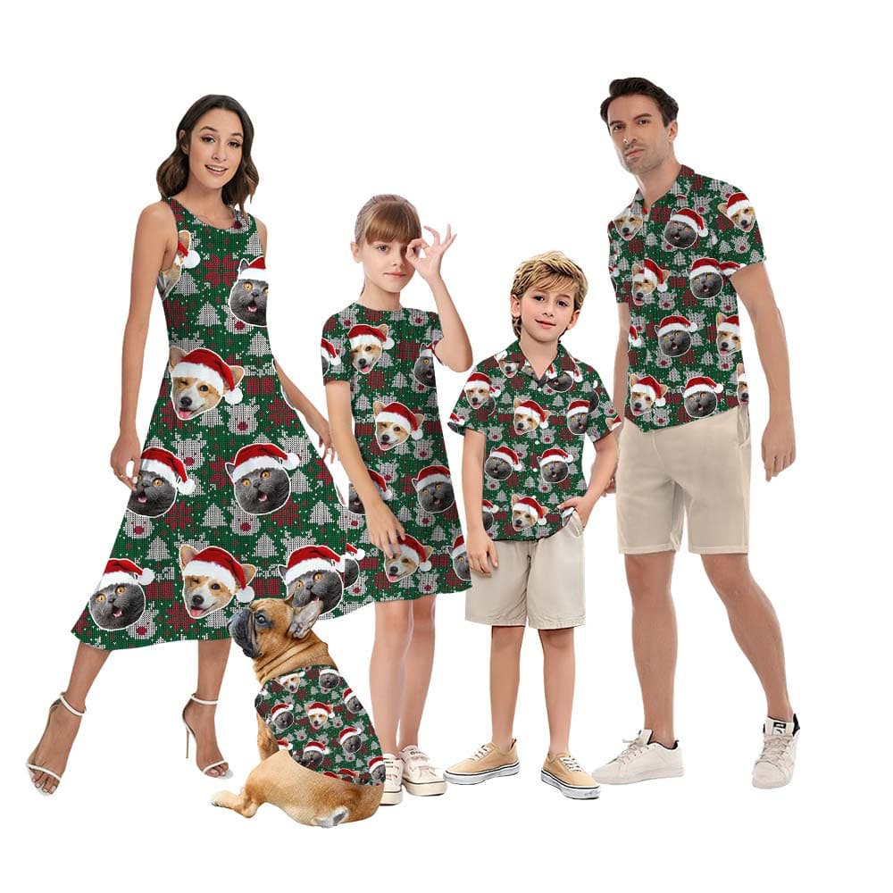 Christmas Custom Pet Face Matching Family Outfits