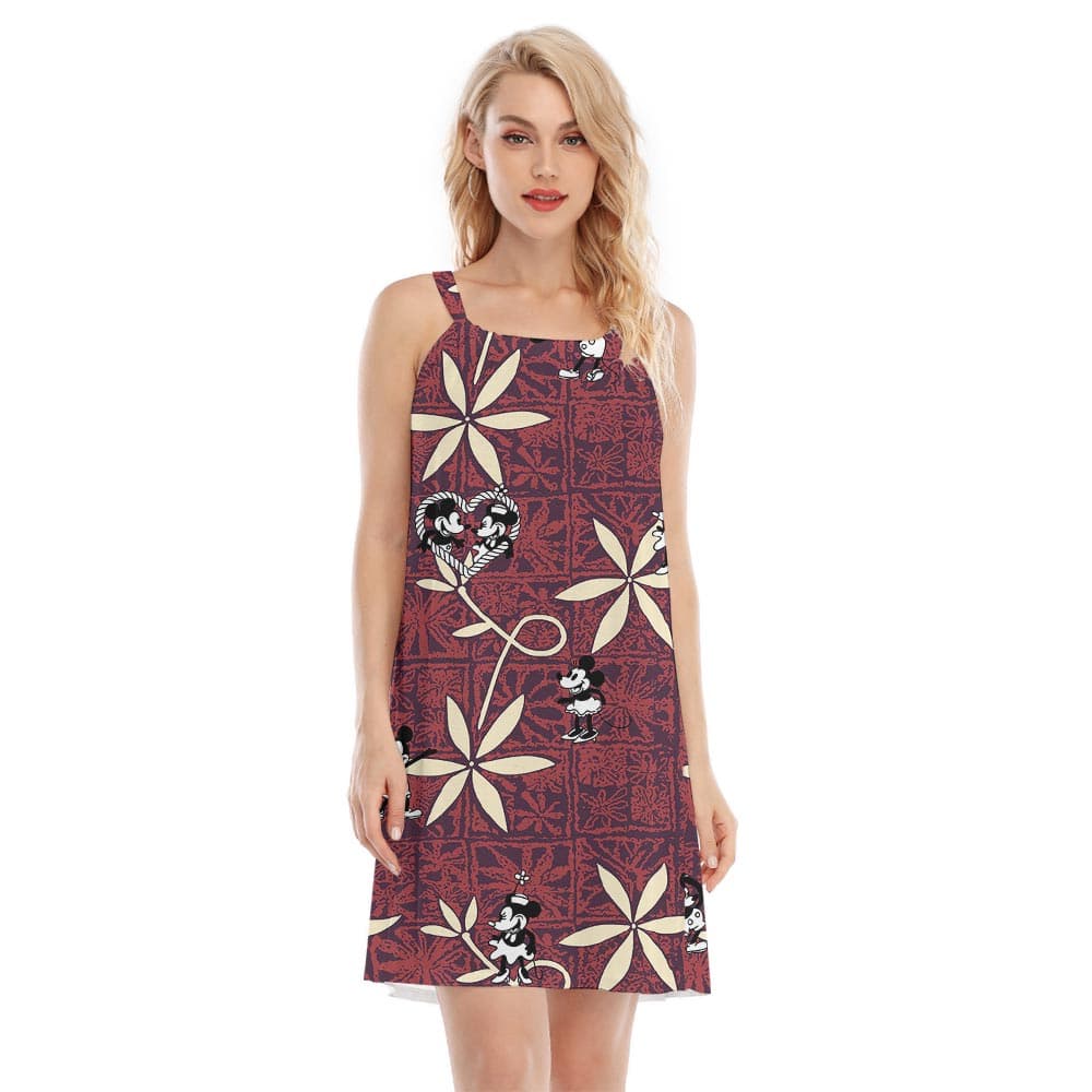 Cute Mickey Mouse Steamboat Willie Women's Hawaiian Dress