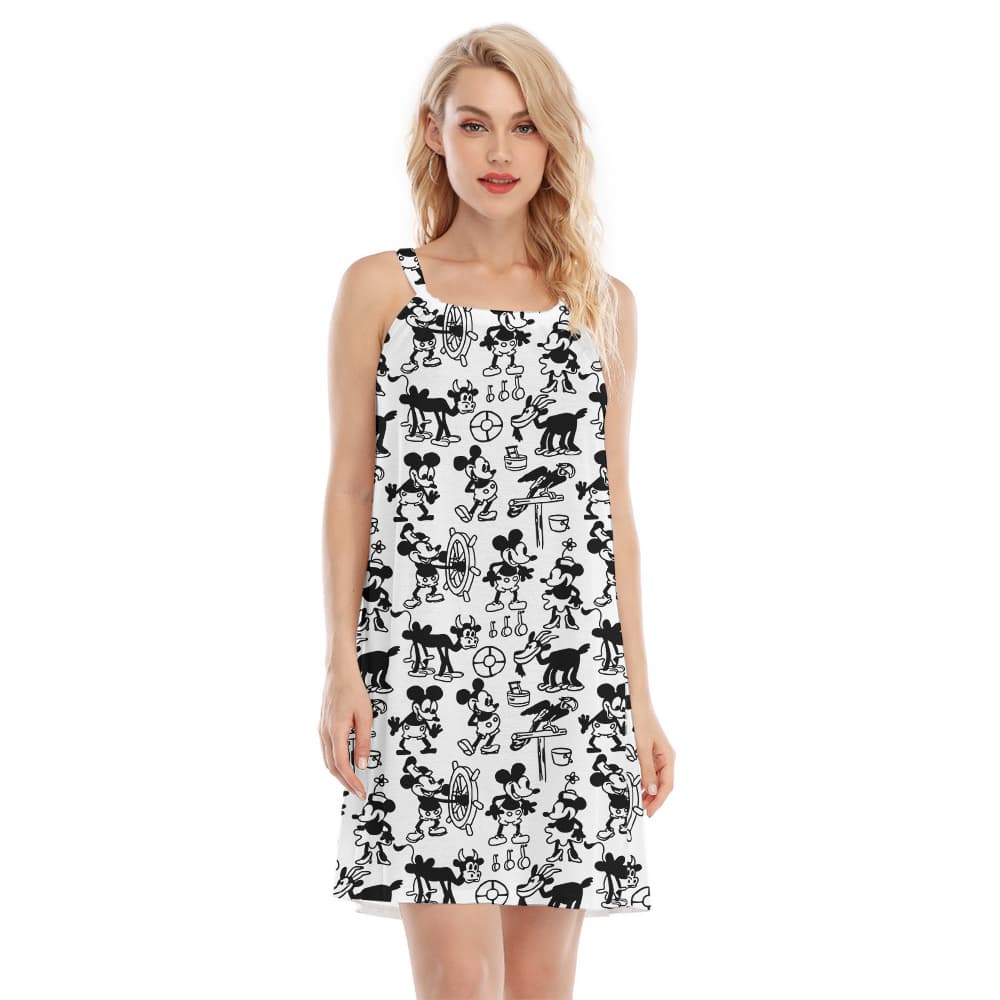 Cute Mickey Steamboat Willie Movie Vintage Aloha Cami Dress