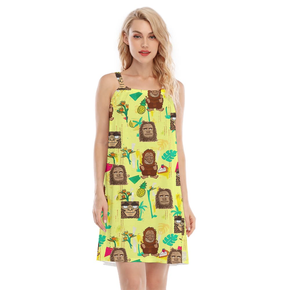 Cute Tiki Sasquatch Aloha Dress For Women
