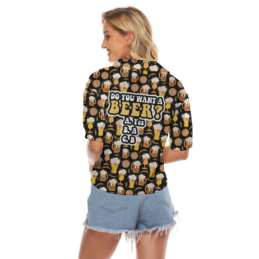 Do You Want A Beer Hawaiian Women Cropped Shirt2