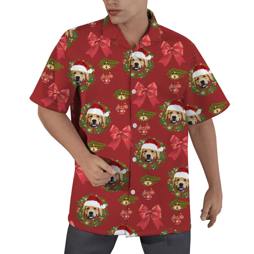 Custom Xmas Dog Face Hawaiian Shirt Men