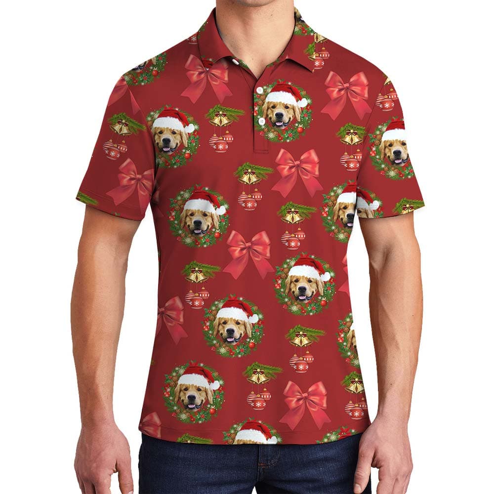Christmas Dog Personalized Hawaiian Men's Polo