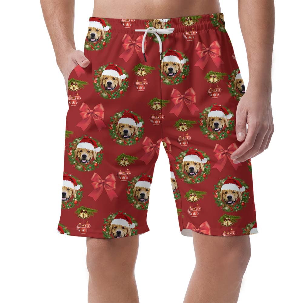 Cute Xmas Custom Dog Face Men's Shorts