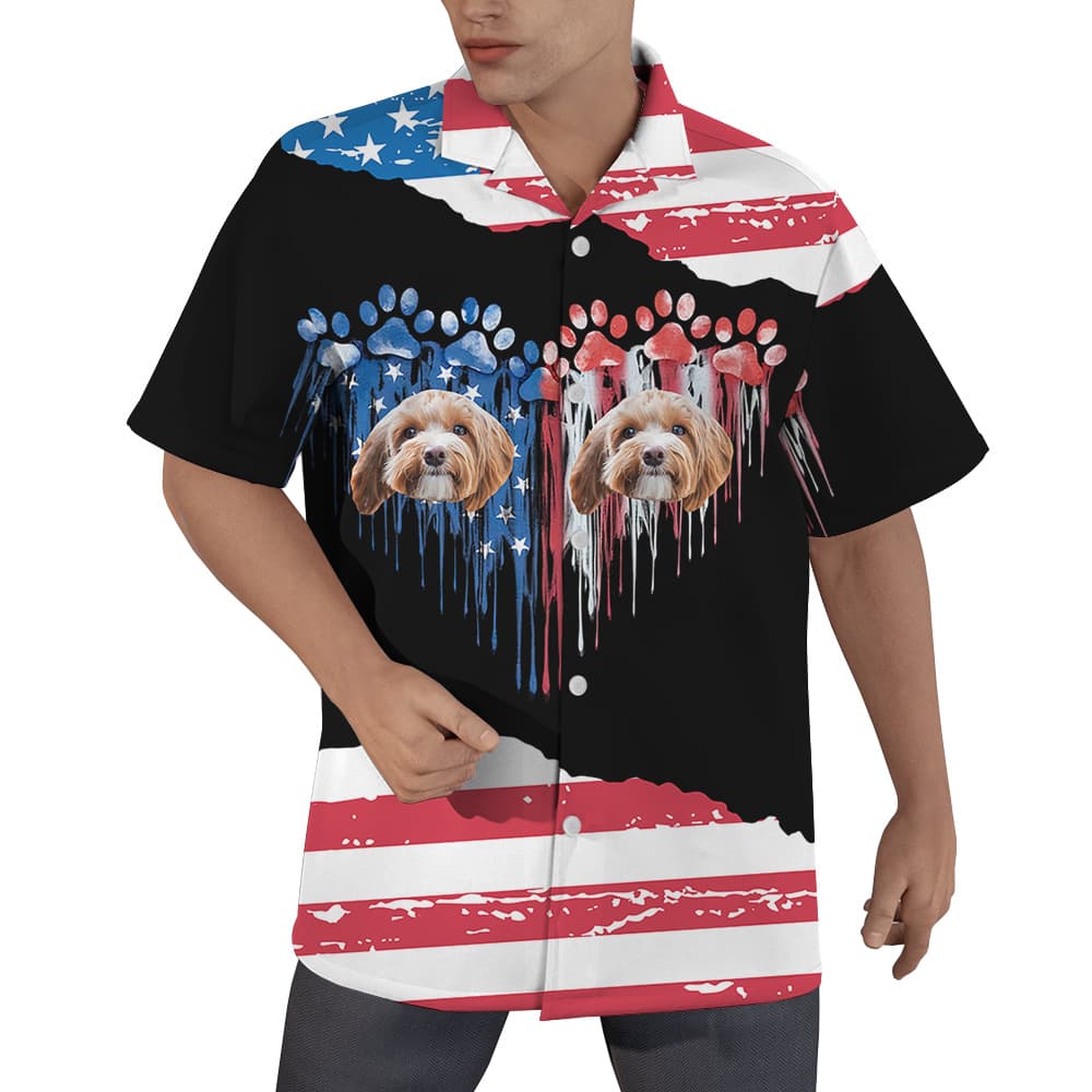 Dog Dad 4th of July Custom Hawaiian Men Shirt with Dog1