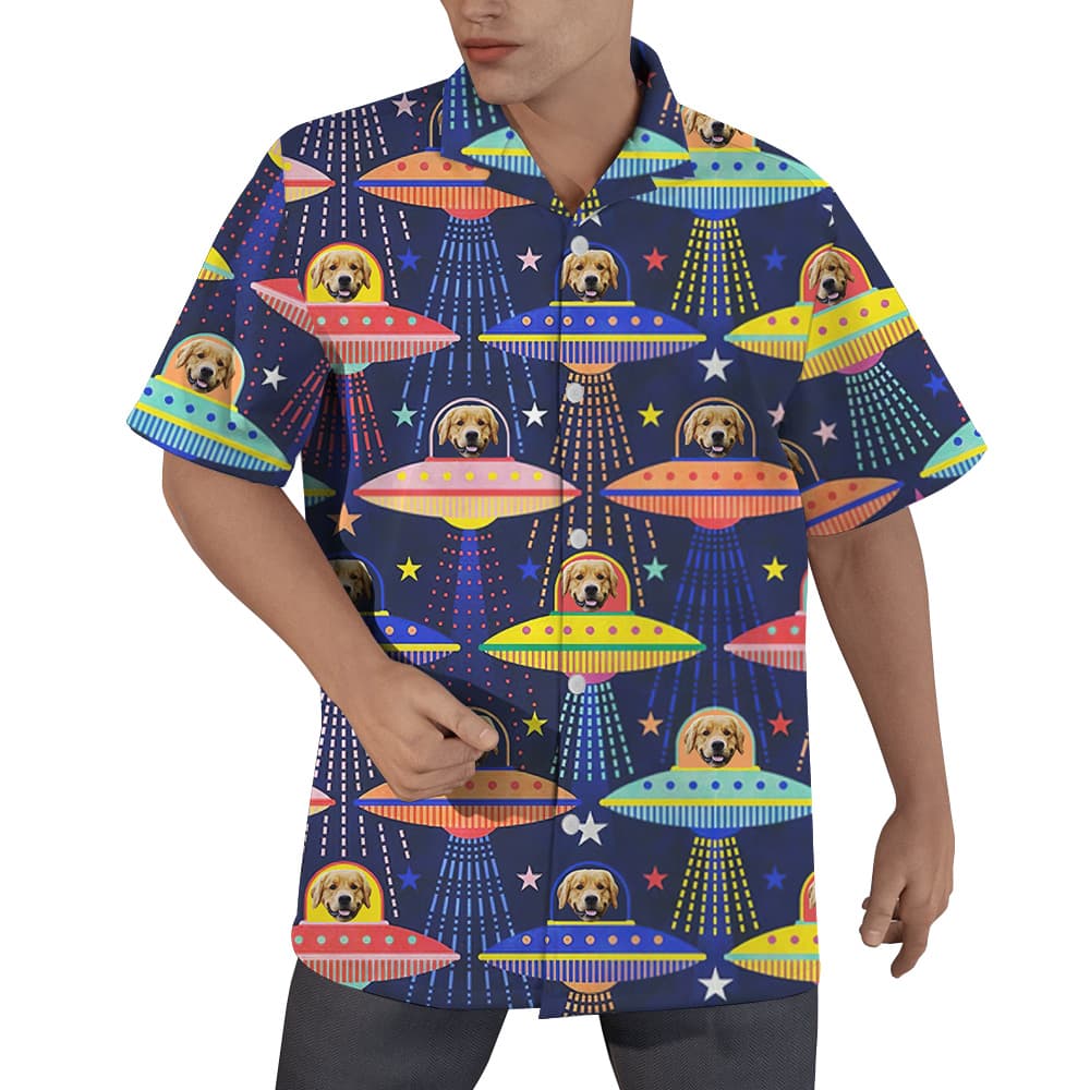 Dog Star Voyagers Custom Hawaiian Men Shirt with Dog Face1