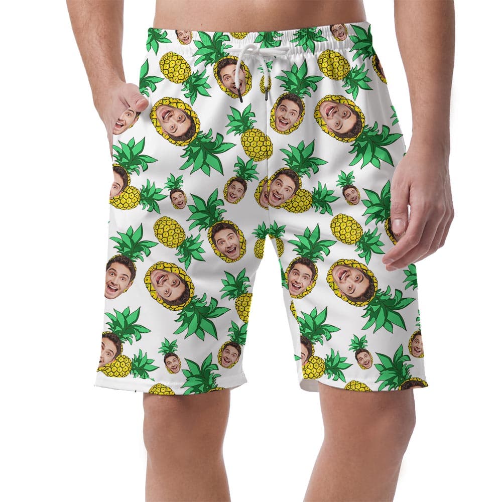 Summer Custom Face Pineapple Hawaiian Shorts Men