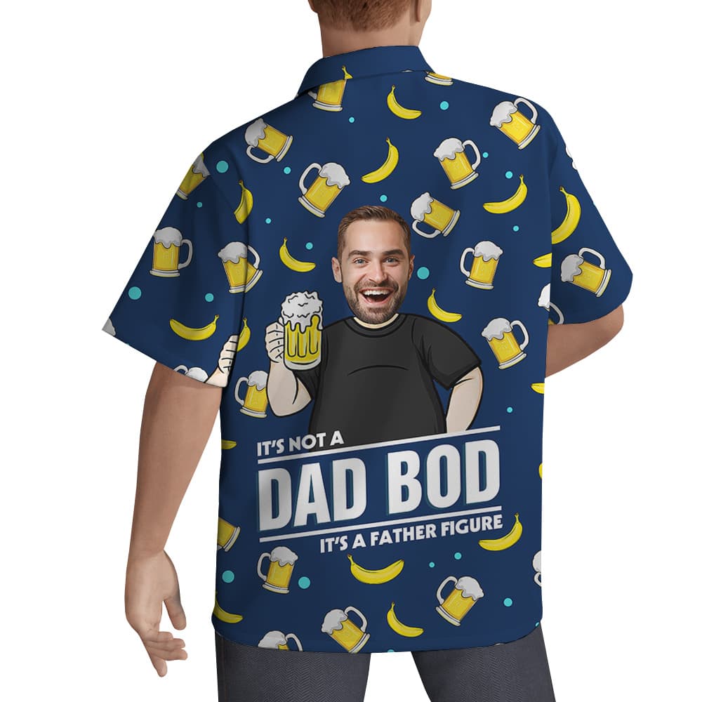 Father Figure Custom Face Navy Hawaiian Shirt with Beer Motif2