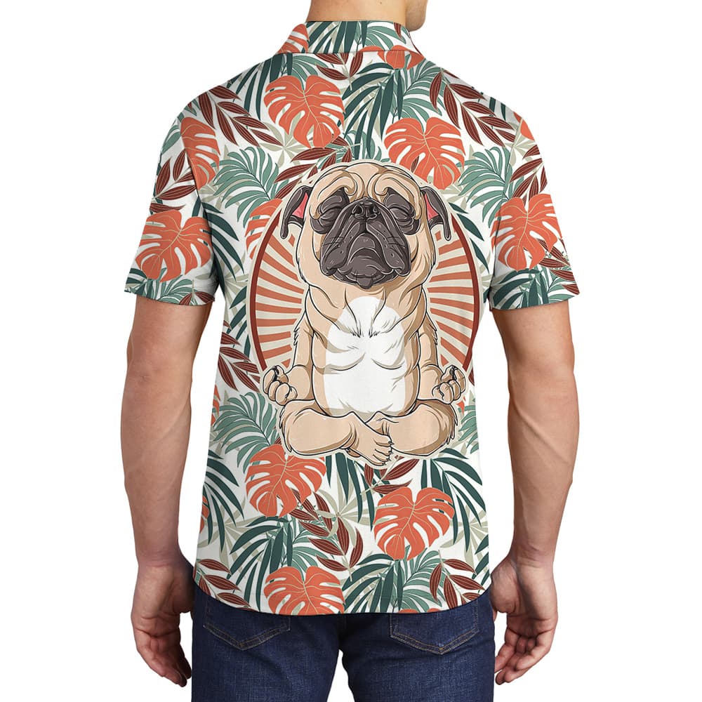 Finding Inner Peace with Pug Hawaiian Men Polo Shirt for Dog Lovers2