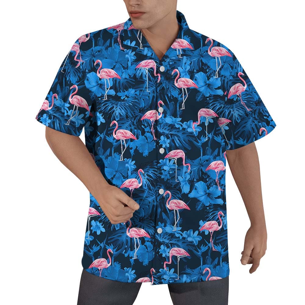 Flamingo Tropical Button Up Hawaiian Shirt1