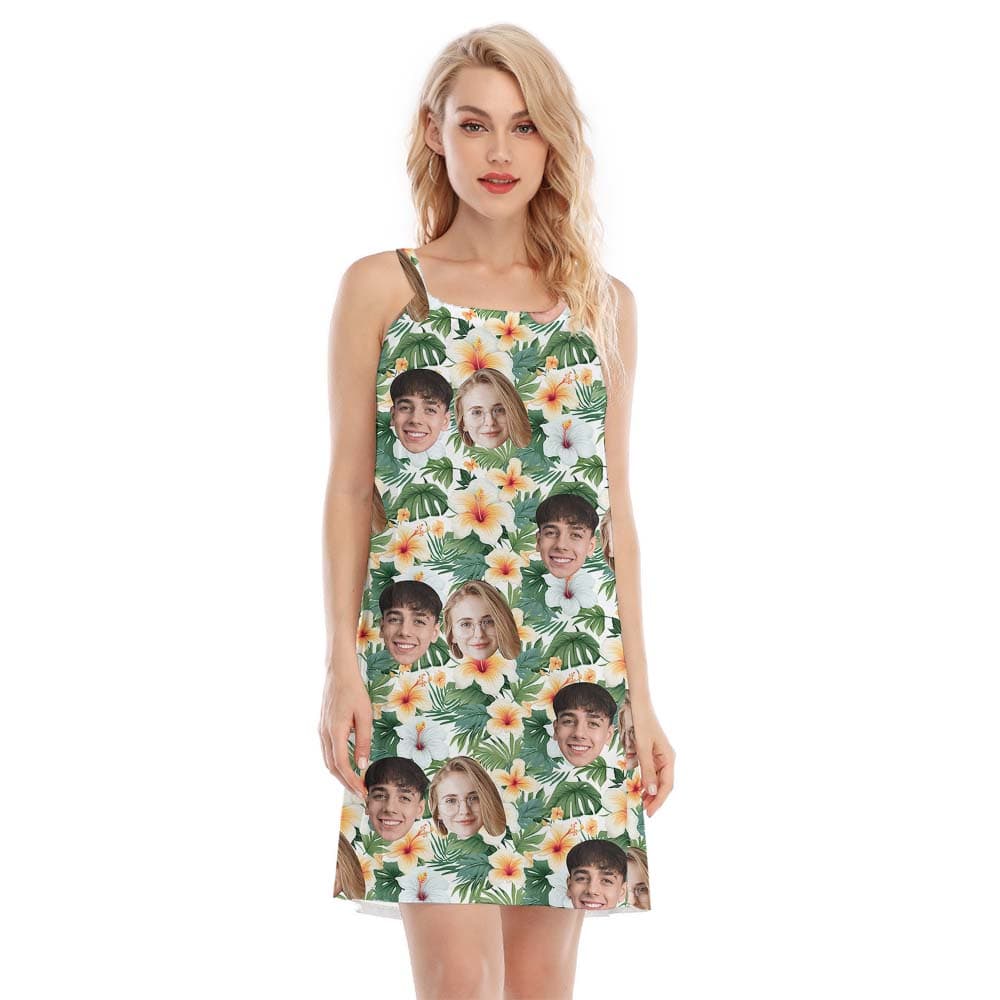 Floral Cami Women's Dress With Faces1