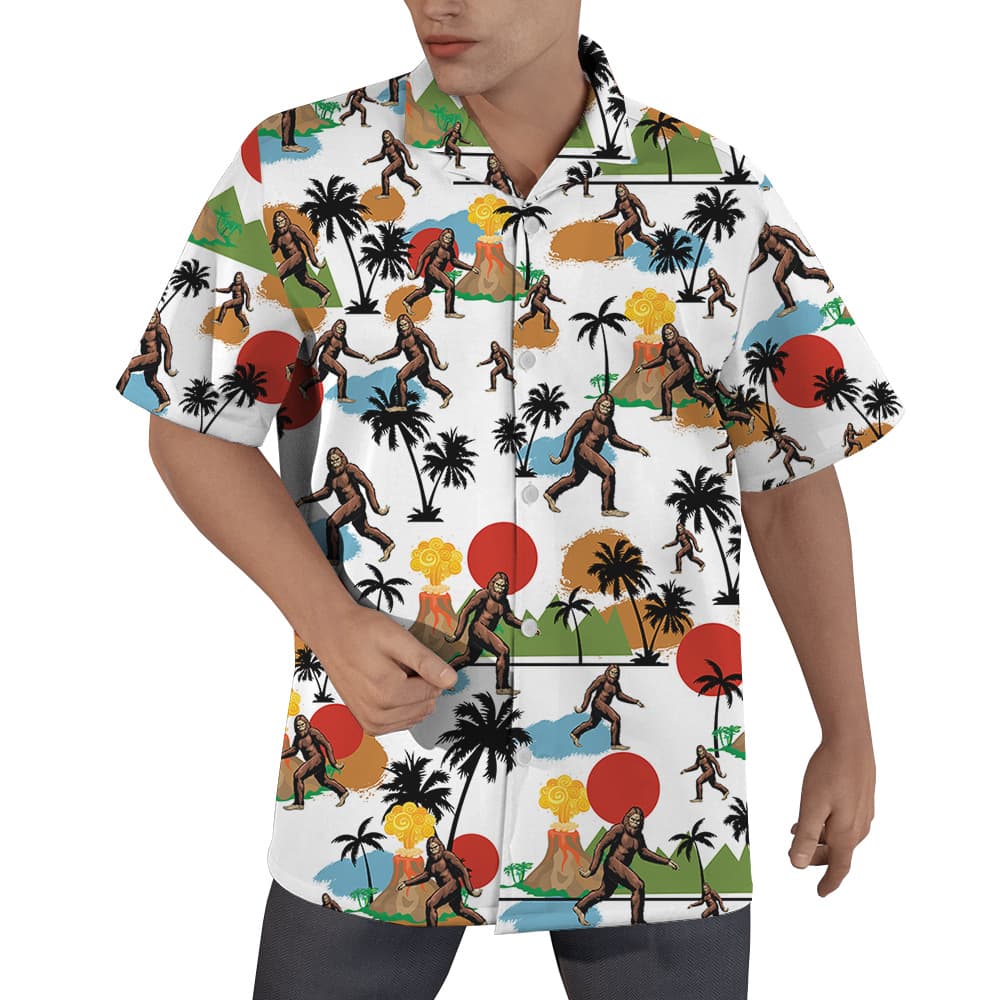 Funny Bigfoot Tropical Islands Volcano Hawaiian Shirt (4)