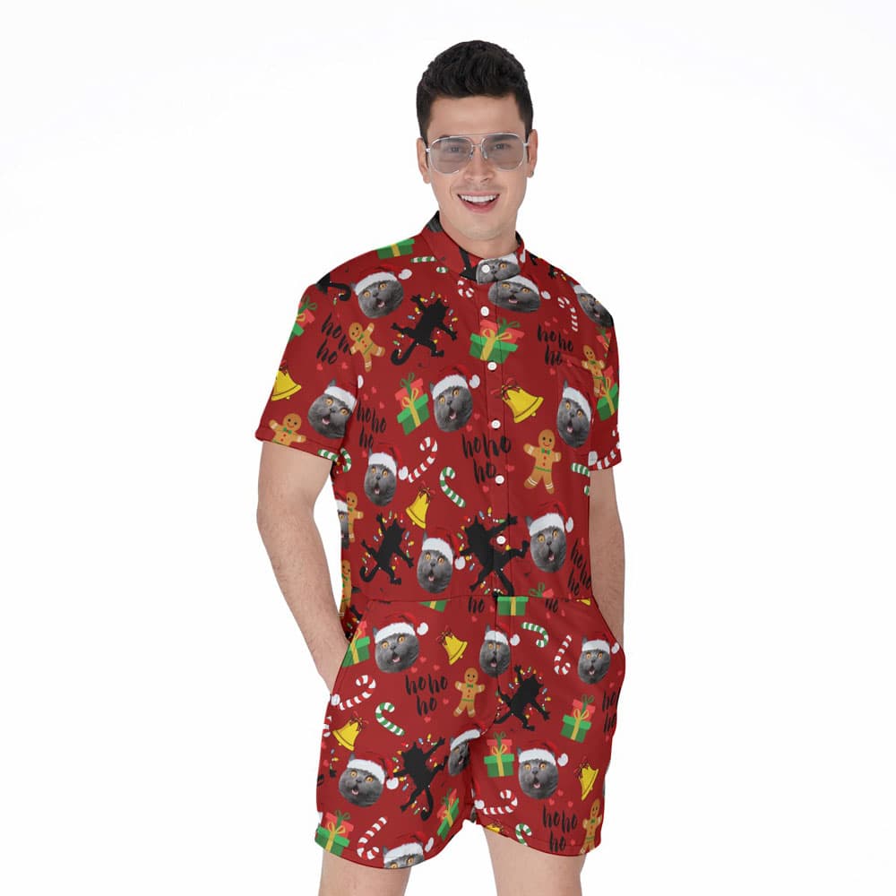 Funny Christmas Custom Pet Face Men’s Romper2