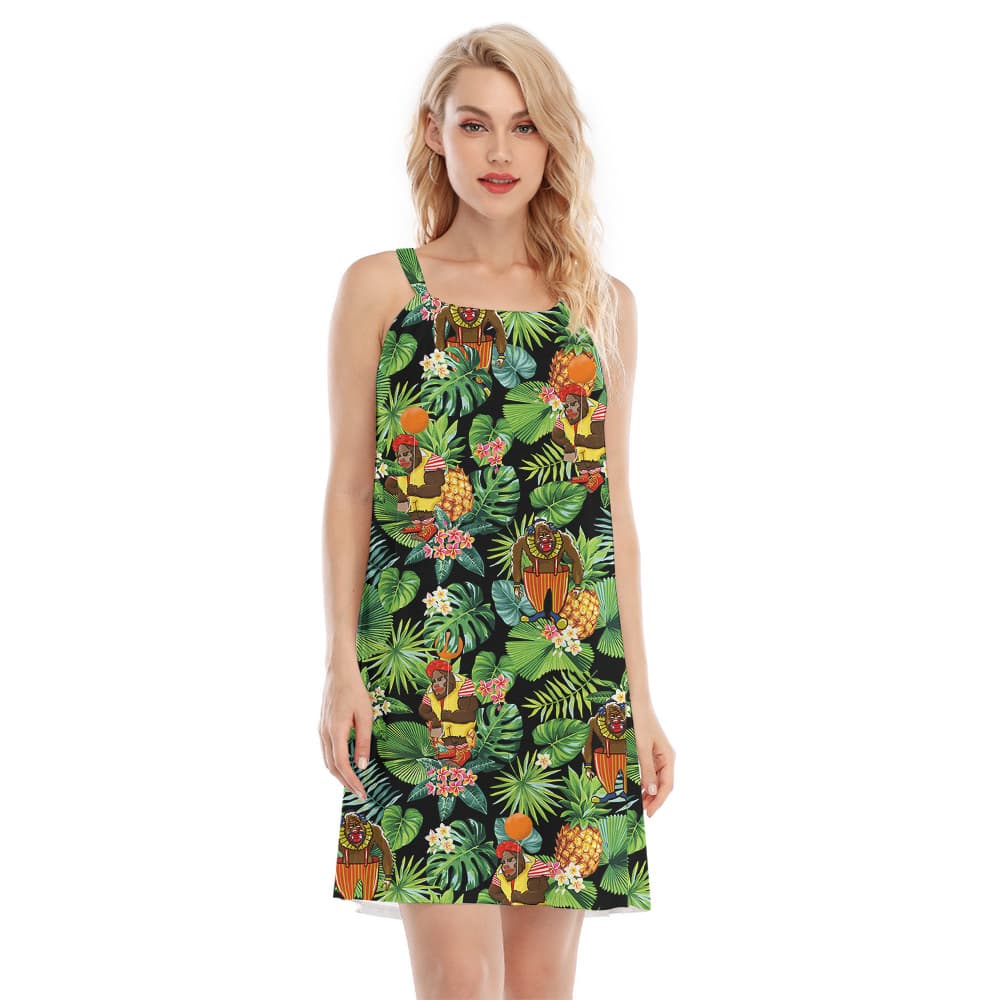 Funny Clown Sasquatch Tropical Pineapple Aloha Cami Dress