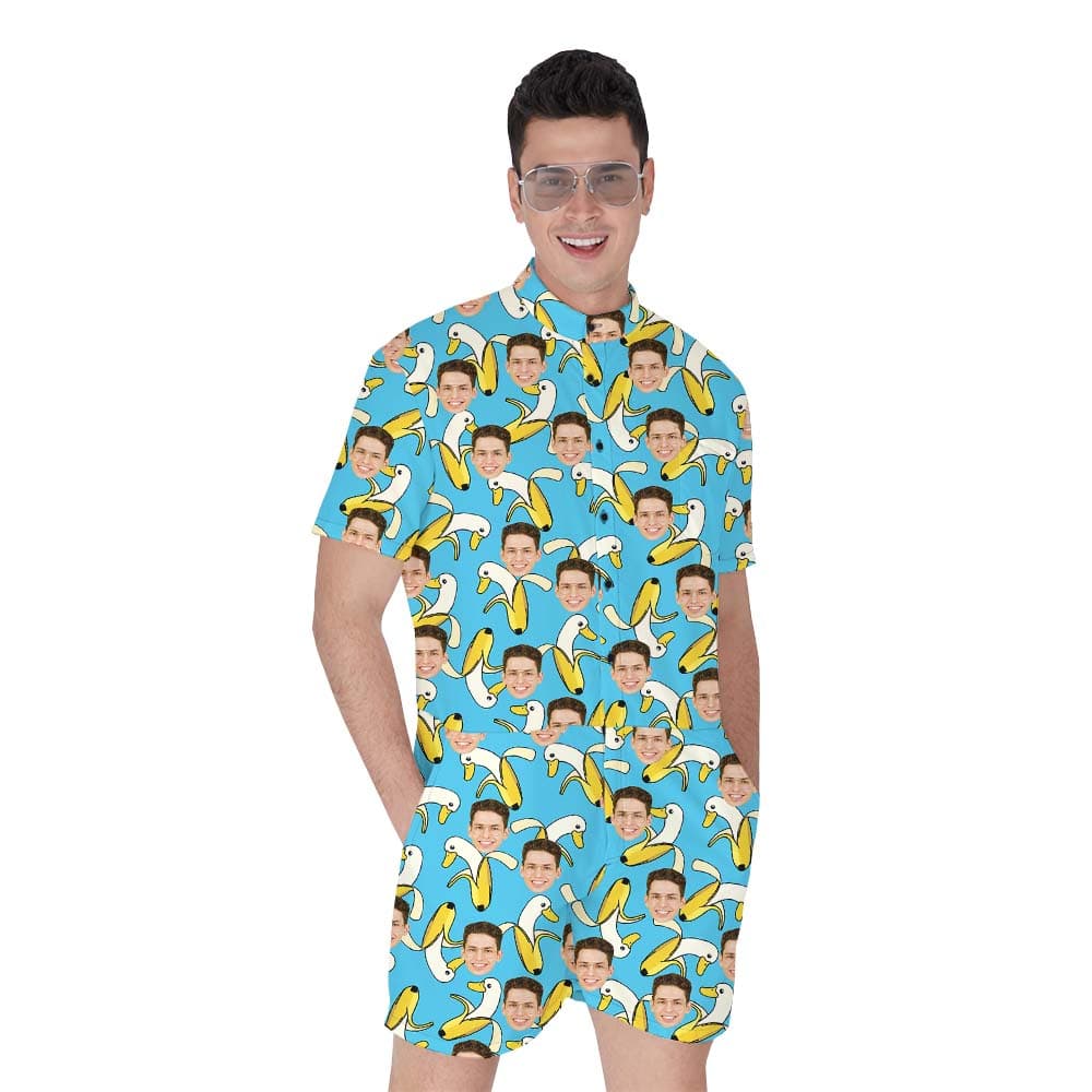 Funny Custom Banana Male's Romper With Faces1
