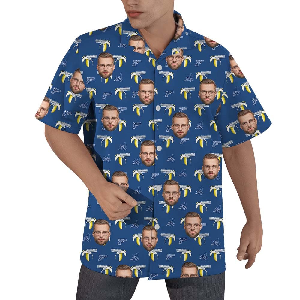 Funny Custom Face Banana Gun Hawaiian Shirt 1