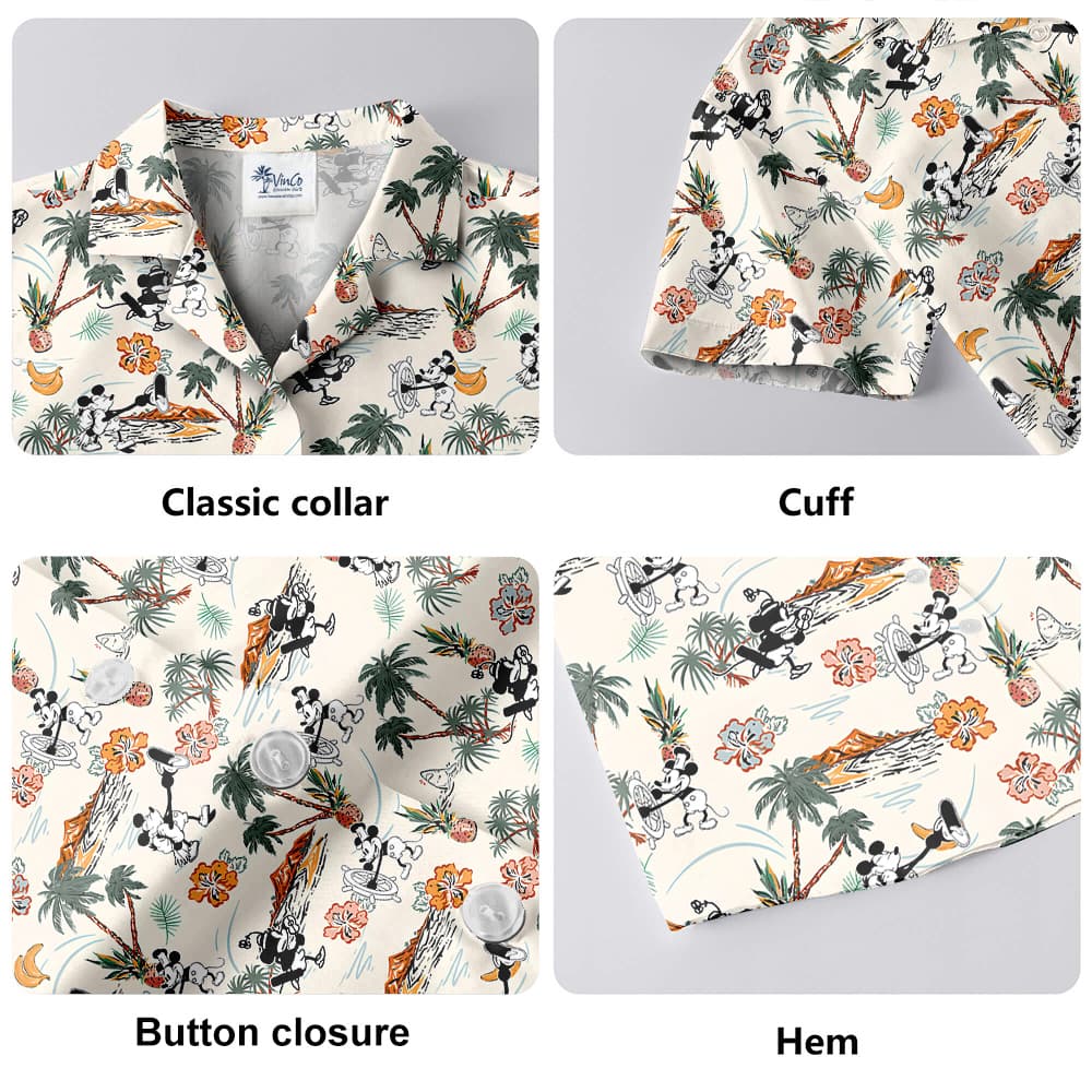 Funny Mickey Minnie Steamboat Willie Tropical Islands Hawaiian Shirt