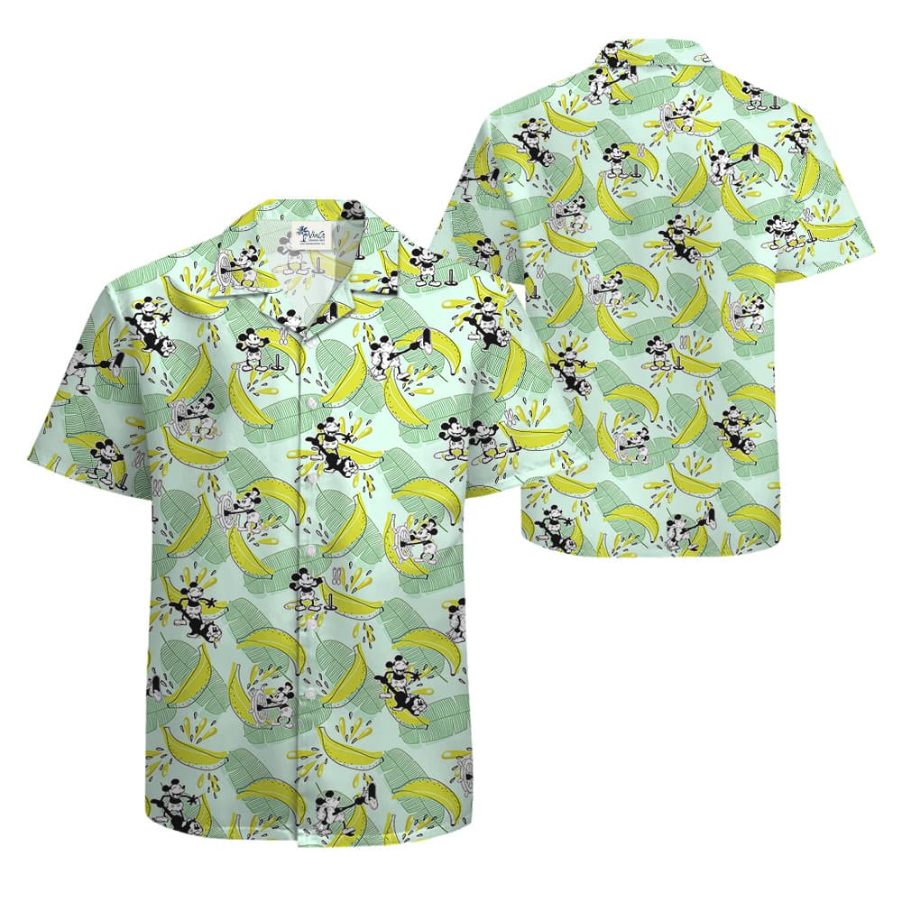 Funny Mickey Steamboat Willie Banana Hawaiian Shirt