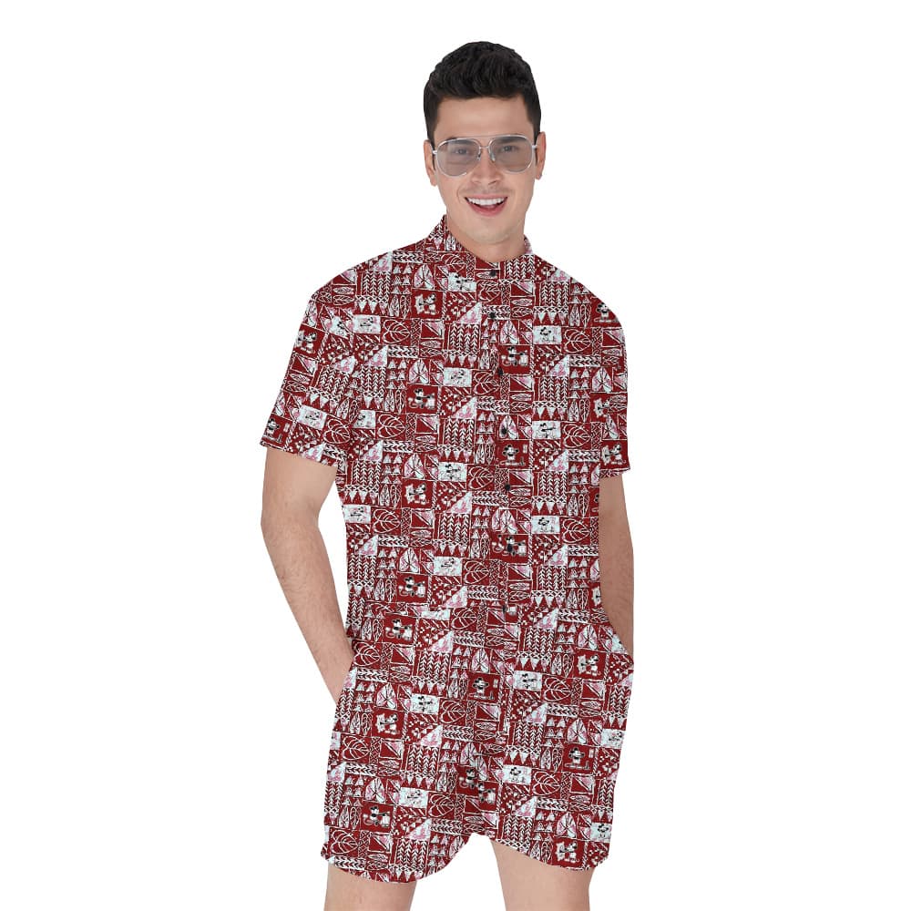 Funny Mickey Steamboat Willie Movie Tapa Vintage Men's Hawaiian Romper