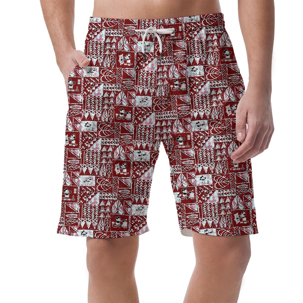 Funny Mickey Steamboat Willie Movie Vintage Tapa Men's Hawaiian Beach Shorts