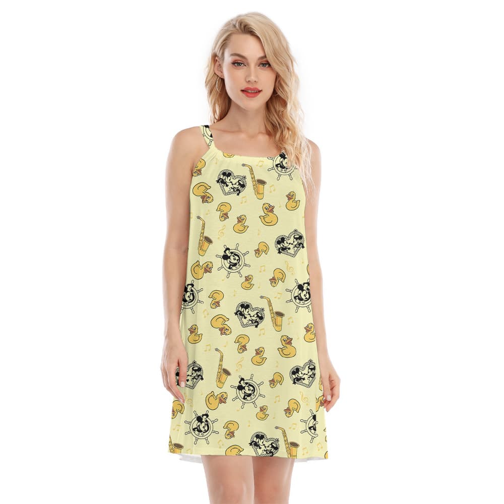 Funny Mickey Steamboat Willie Rubber Duck Aloha Cami Dress