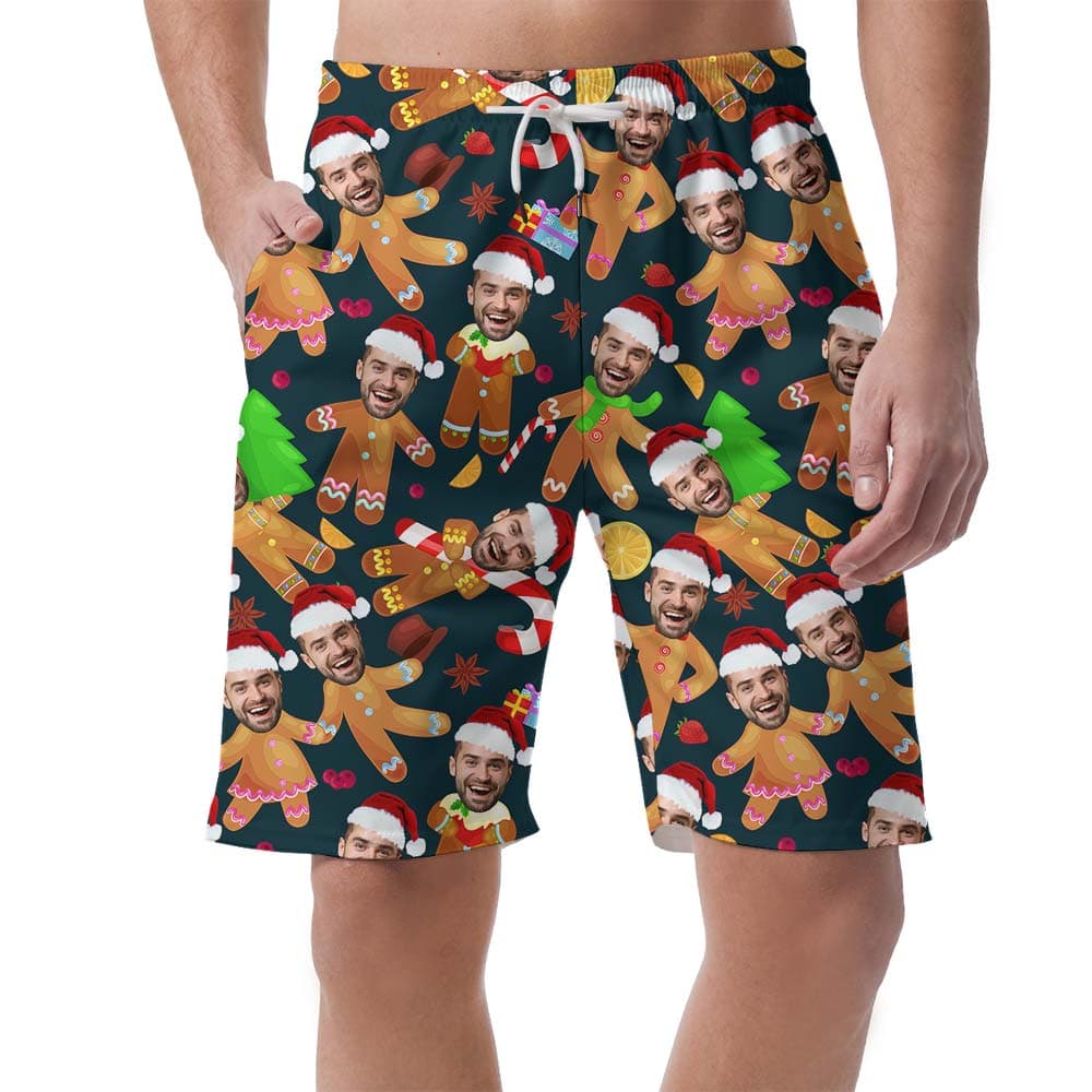 Gingerbread Aloha Custom Men's Shorts With Your Own Face