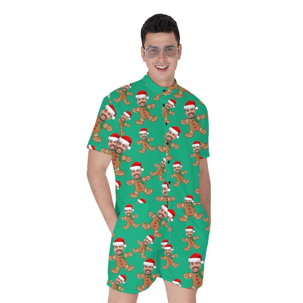 Green Gingerbread Personalized Men's Romper