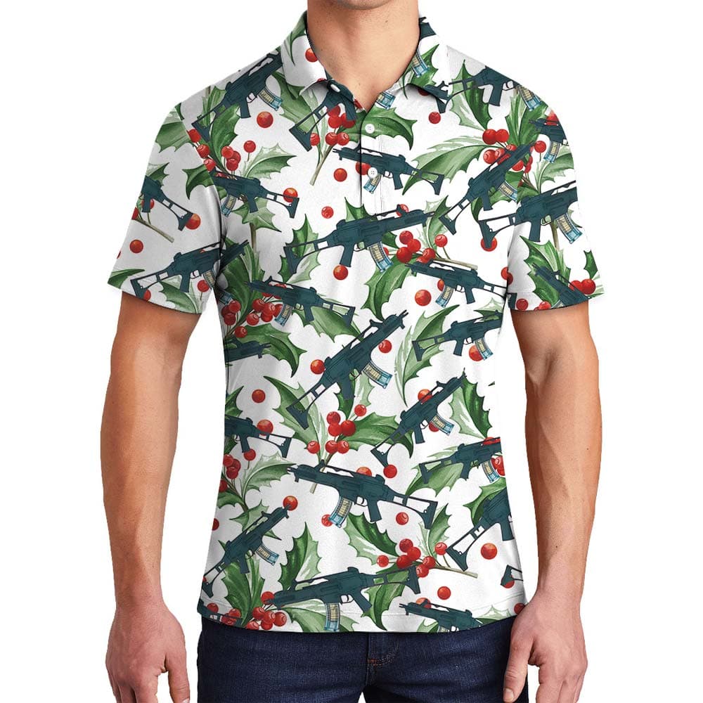 Aloha Men's Polo With Gun Military Pattern