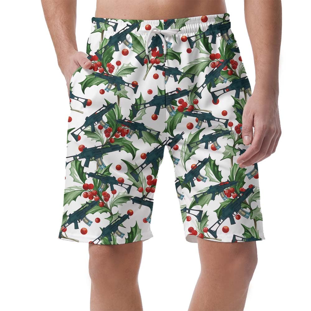 Gun With Christmas Symbol Hawaiian Men's Shorts
