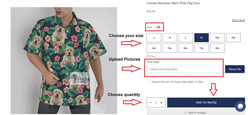 How to order Custom Hawaiian Shirt with dog face