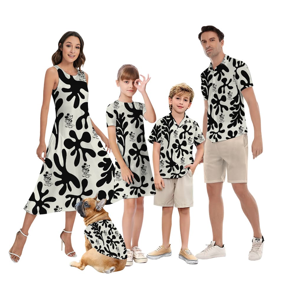 Matching Family Outfits with Mickey 1928 in Black and White Pattern