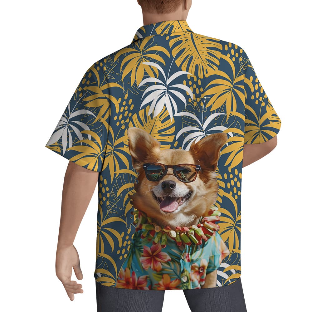 Men’s Hawaiian Shirt With Custom Dogs Face on the Back1