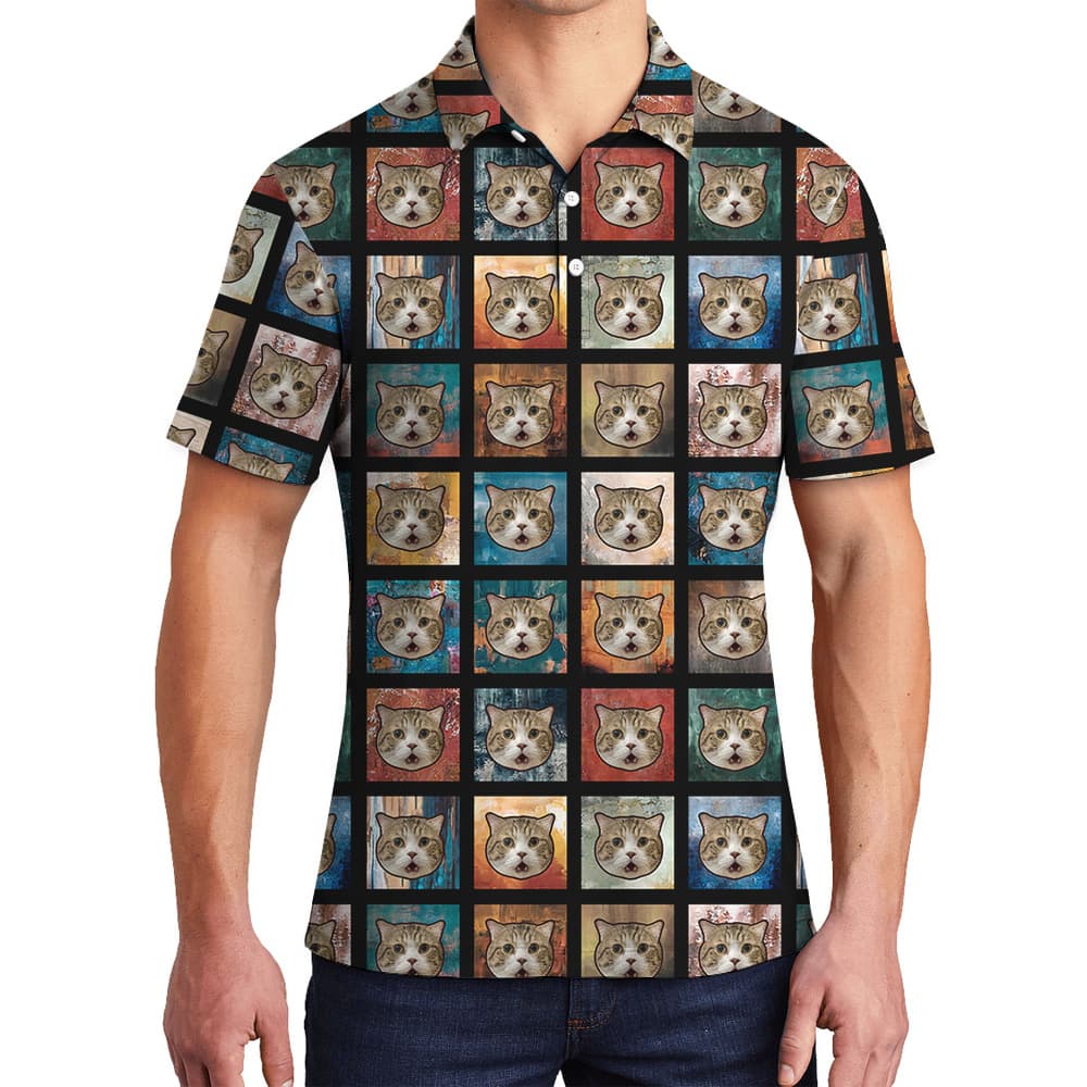 Meowaiian Custom Pet Hawaiian Polo Shirt for Men1