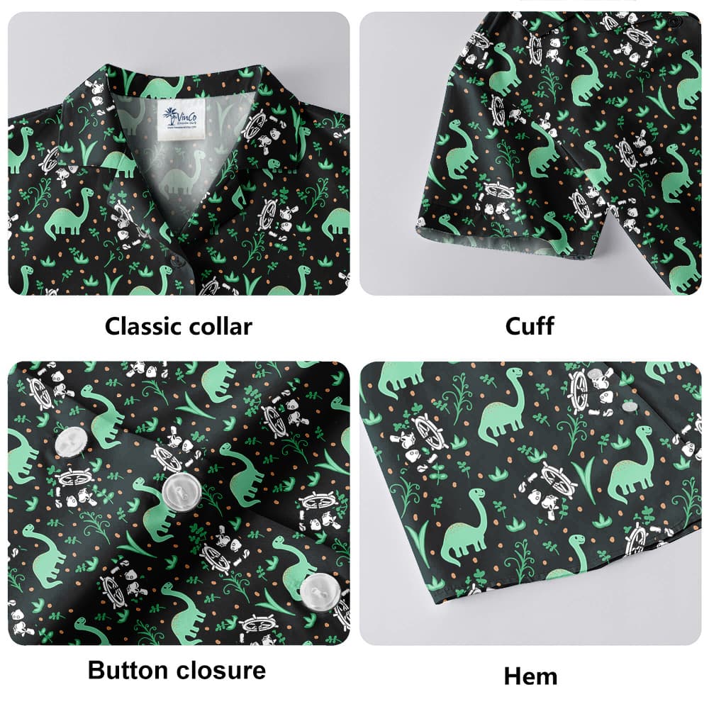 Mickey 1928 Edition Dinosaur Hawaiian Button Up Men Shirt5