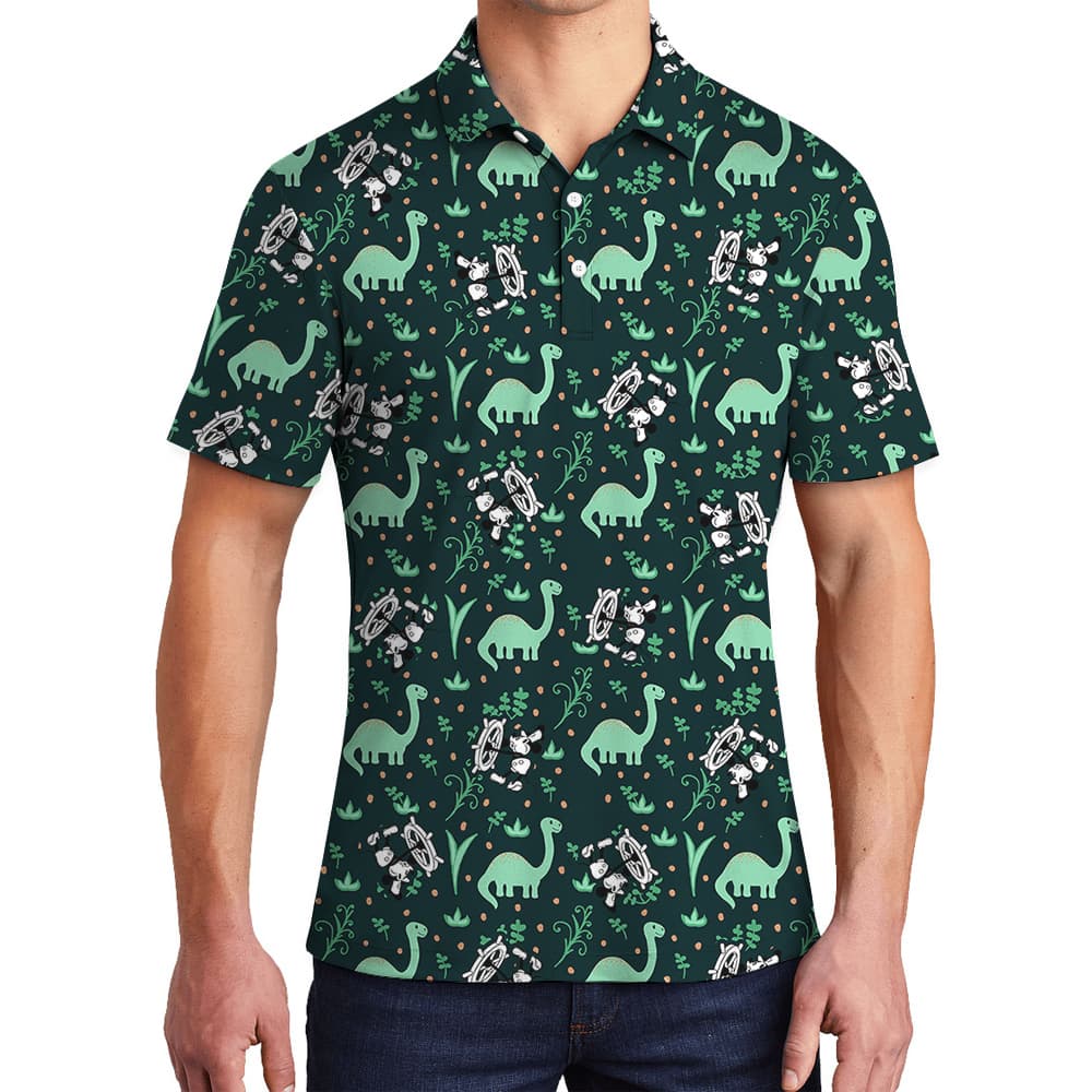 Mickey 1928 Edition Dinosaur Hawaiian Men Polo Shirt1