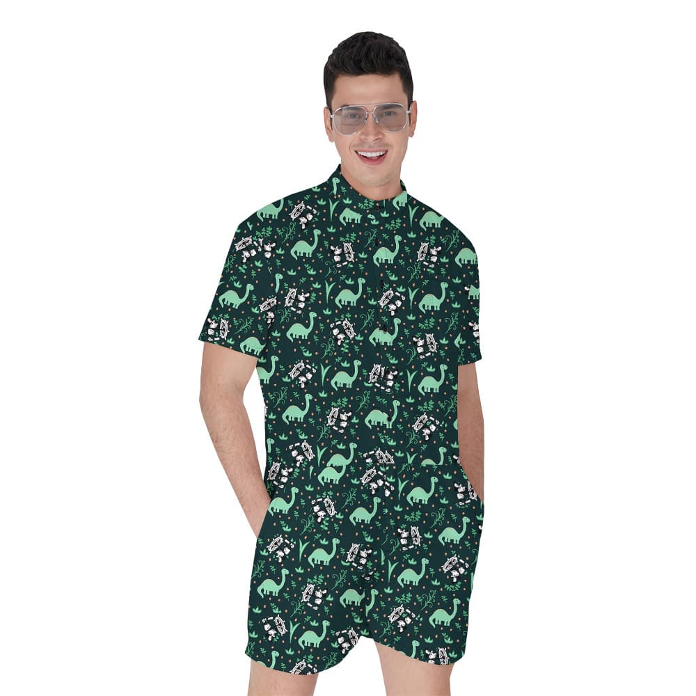 Mickey 1928 Edition Dinosaur Hawaiian Men Romper1