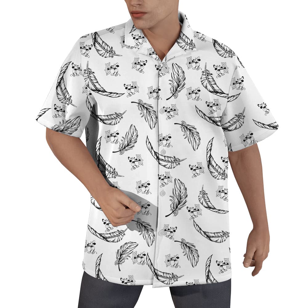 Mickey Steamboat Willie Vintage Feather Hawaiian Shirt (4)