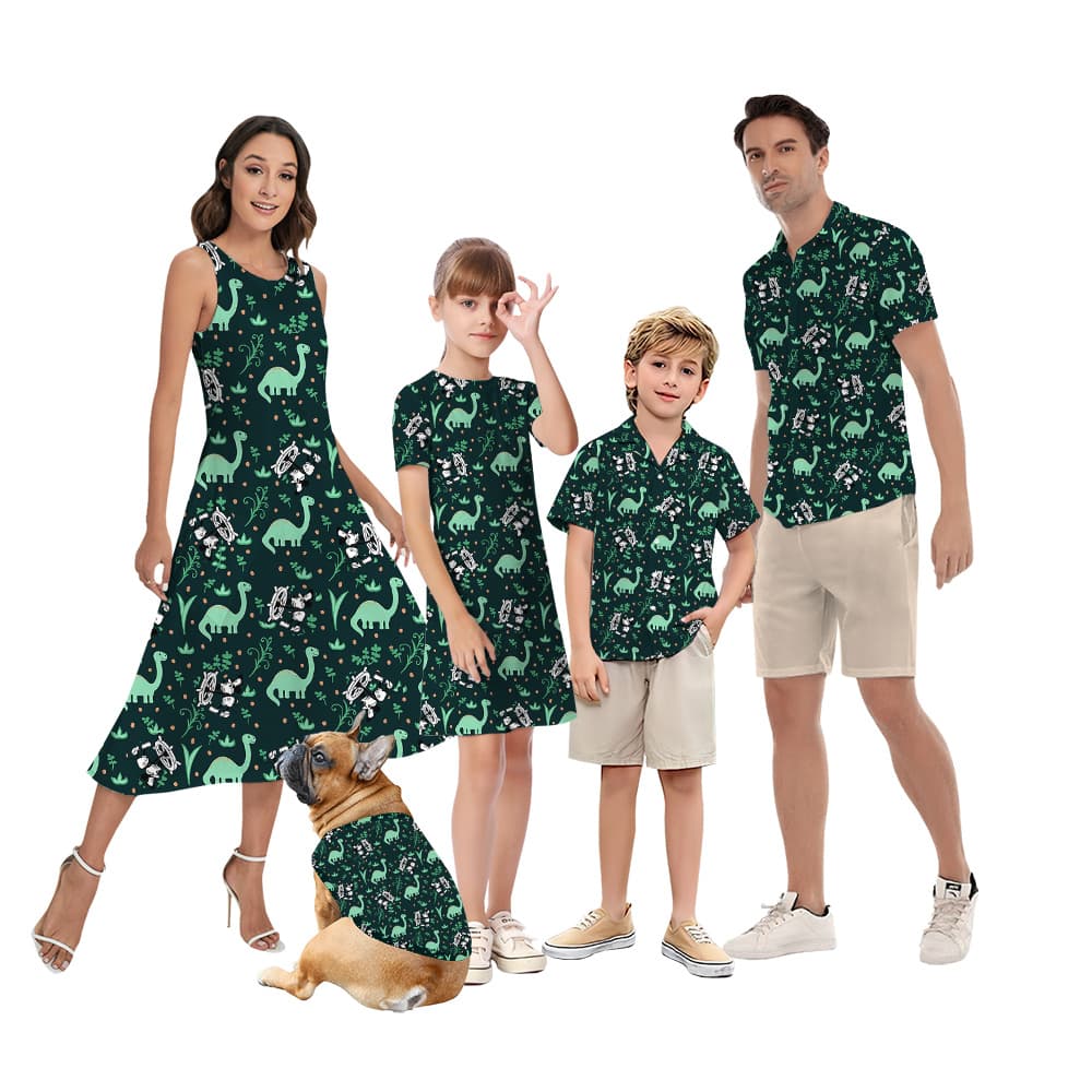 Mickey Steamboat Willie and Dinosaur Matching Family and Pet Outfits1