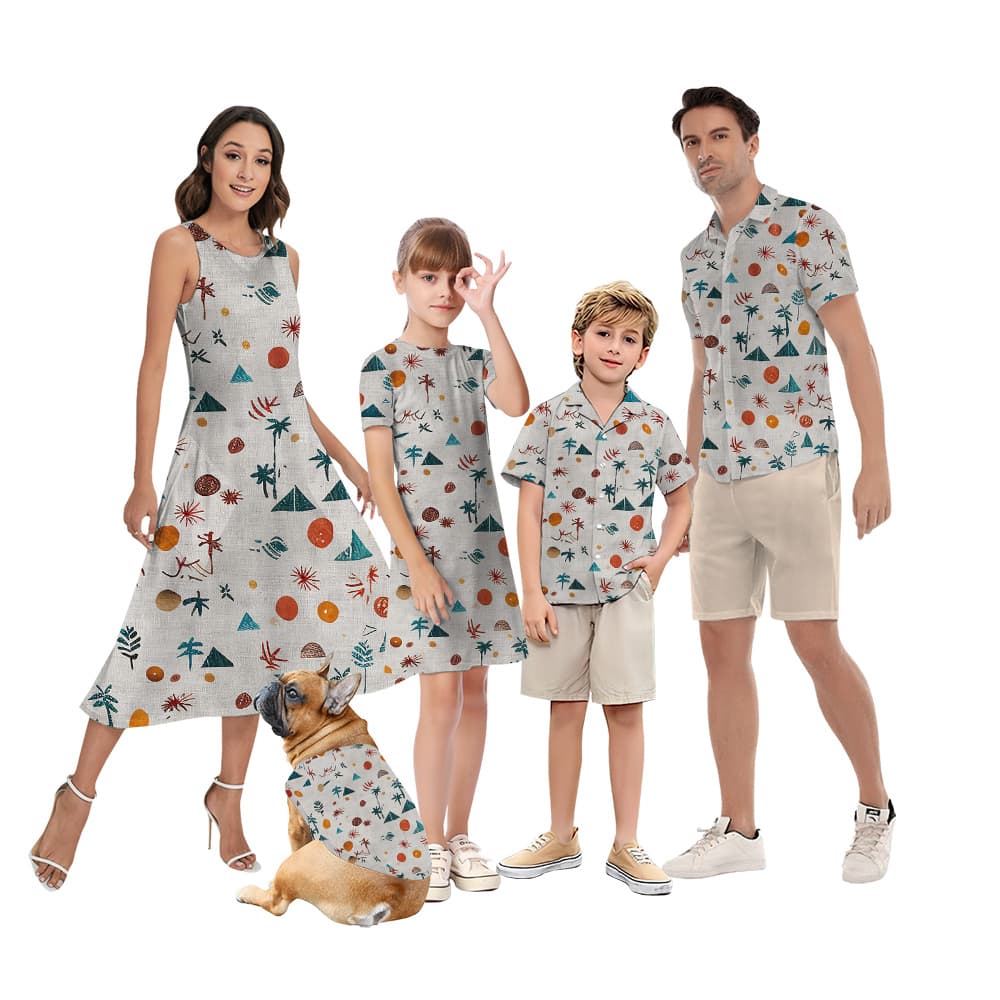 Minimalism Matching Outfits for Family and Pet1